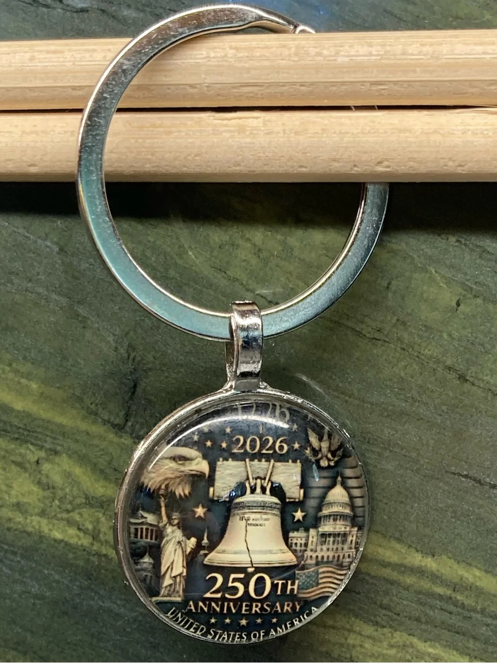 America 250 Anniversary Liberty Bell Keychain Gift Set Silver Tone New